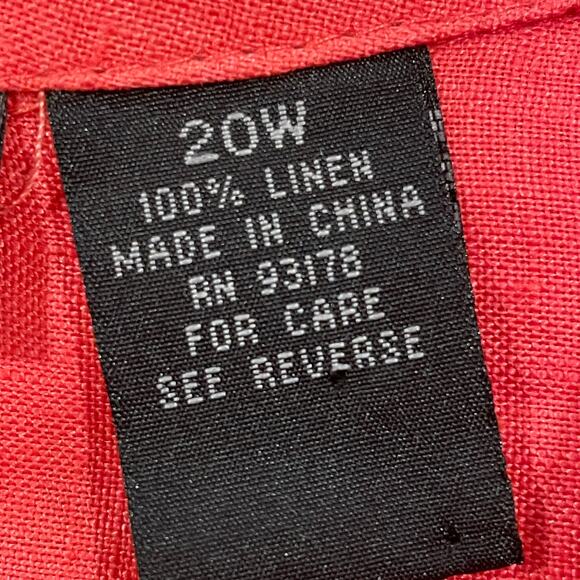 Fuchsia Coral Linen Shirt by Grace Elements, 20W‎ Pintuck Front Pleated Hem - Picture 11 of 13